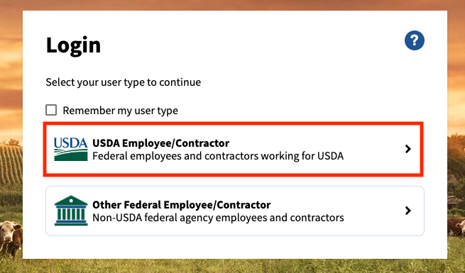 screenshot of usda eauth highlighted