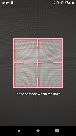 screenshot of barcode scanner app