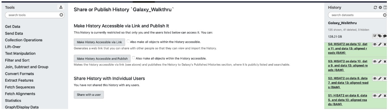 screenshot of the Share or Publish History Galaxy_Walkthru screen