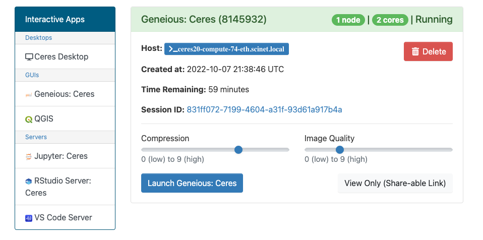 screenshot of Geneious OOD launch