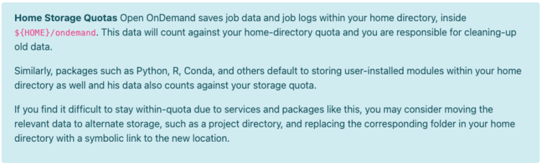 screenshot of Home Storage Quotas