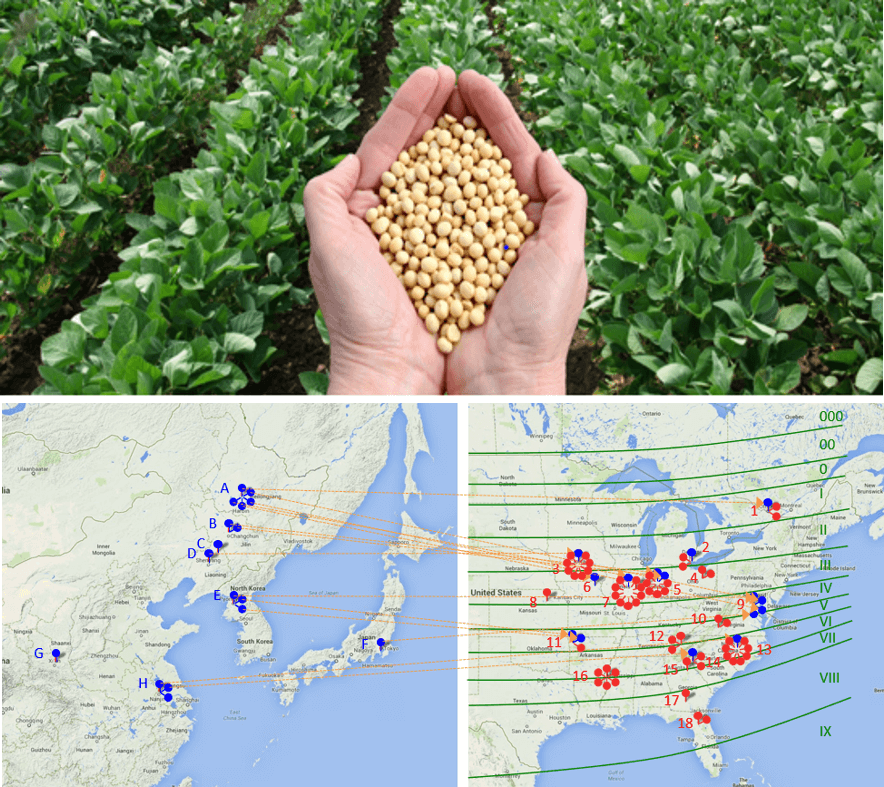 Map of soybean locations in the United States