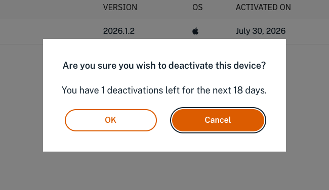 Geneious Deactivate Confirmation