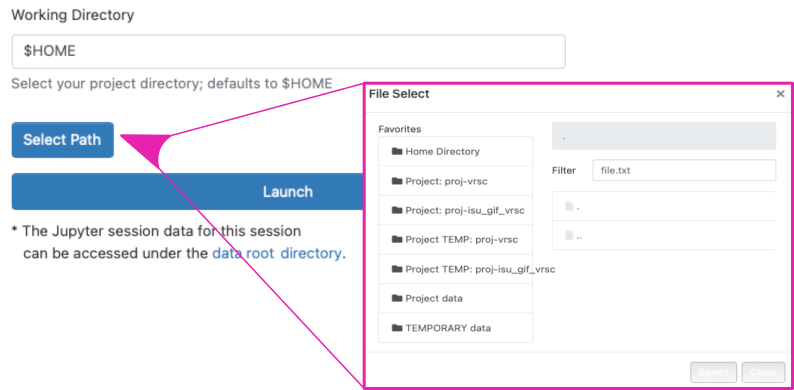 screenshot of setting up working directory