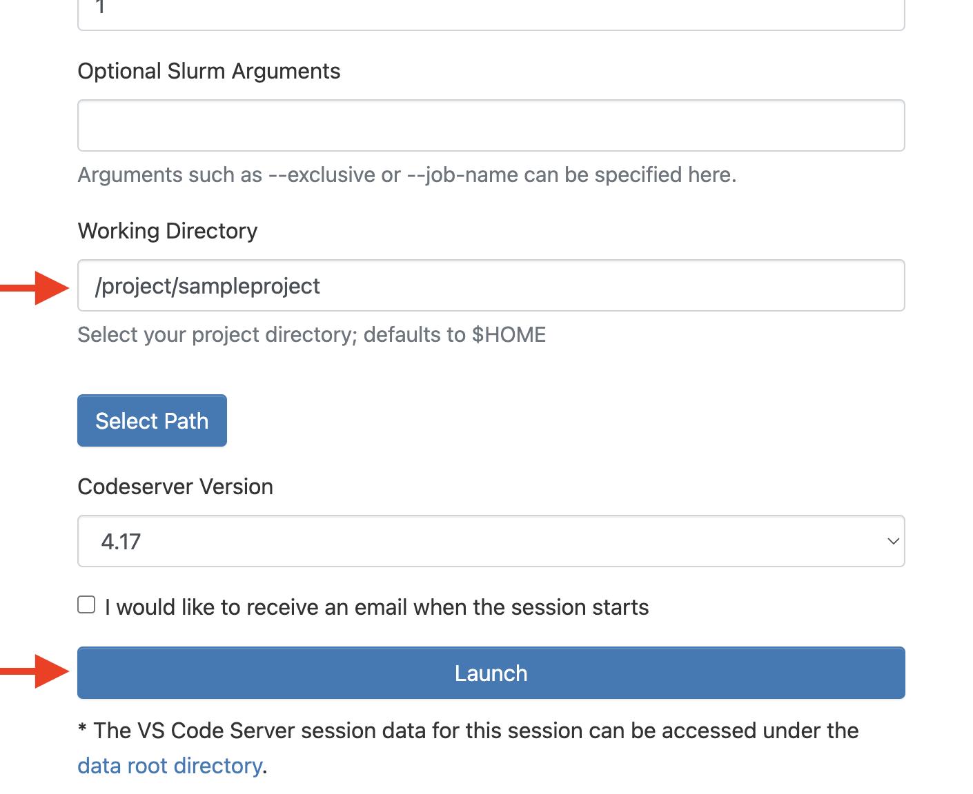 selecting options and path